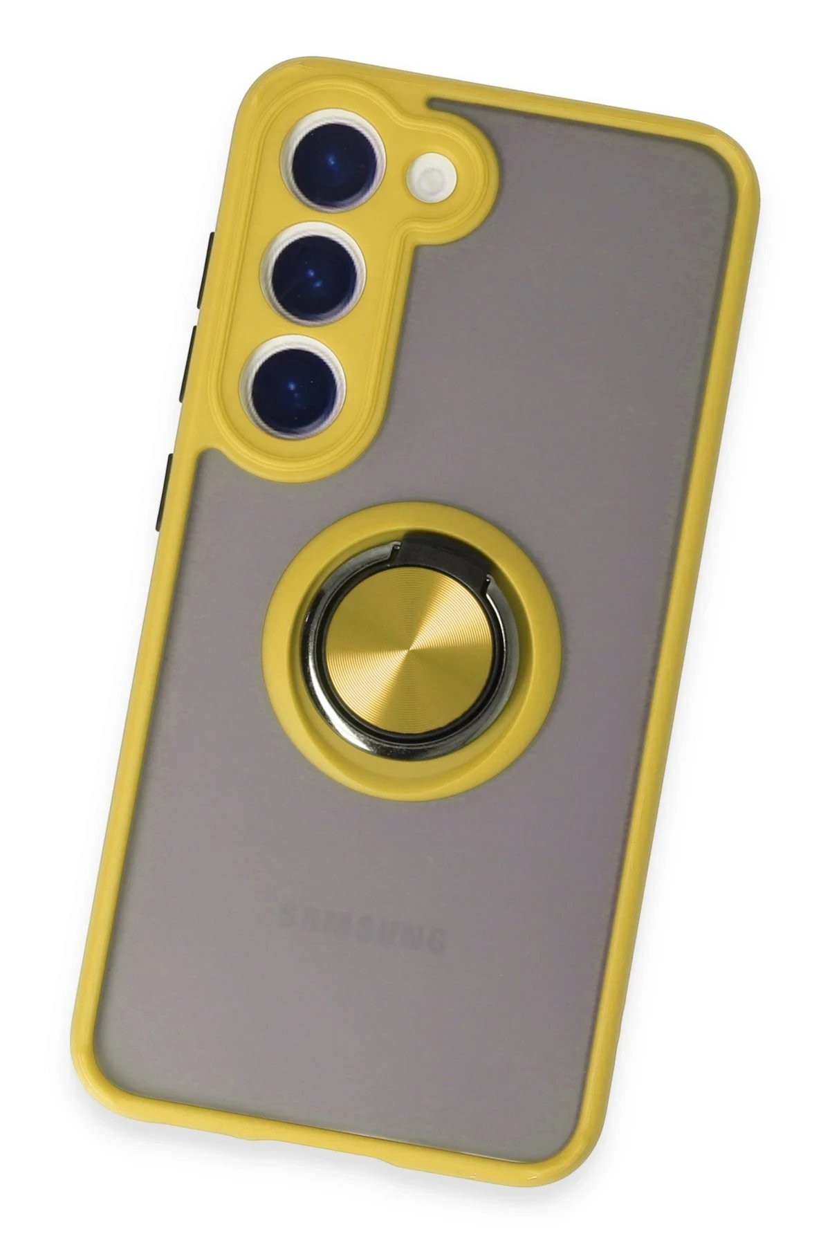 Samsung Galaxy S23 Kılıf Montreal Yüzüklü Silikon Kapak - Sarı-(5796) - Görsel 3
