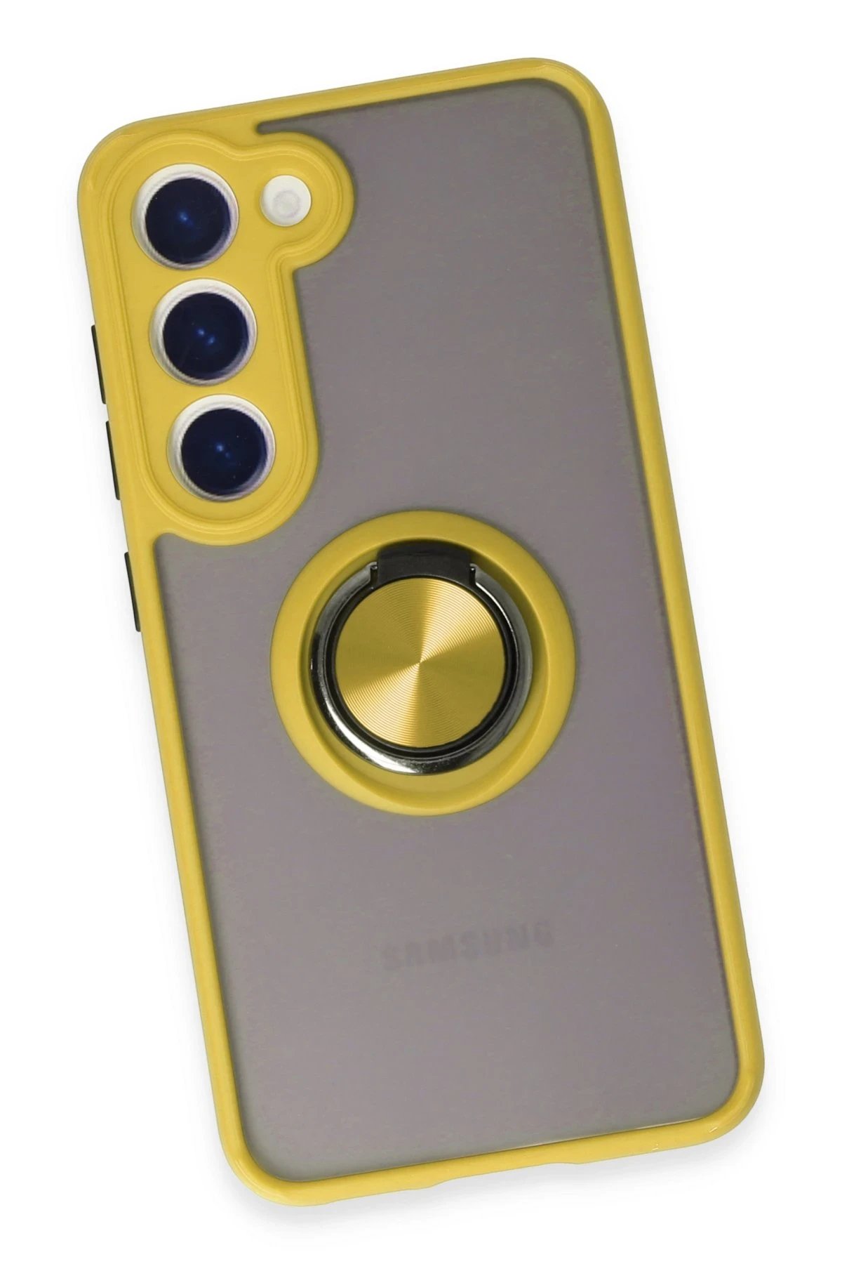 Samsung Galaxy S23 Kılıf Montreal Yüzüklü Silikon Kapak - Sarı-(5796) - Görsel 4