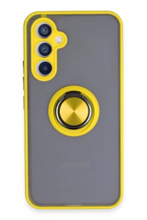 Samsung Galaxy A54 5G Kılıf Montreal Yüzüklü Silikon Kapak - Sarı-(5796)
