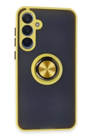 Samsung Galaxy A35 5G Kılıf Montreal Yüzüklü Silikon Kapak - Sarı-(5796)