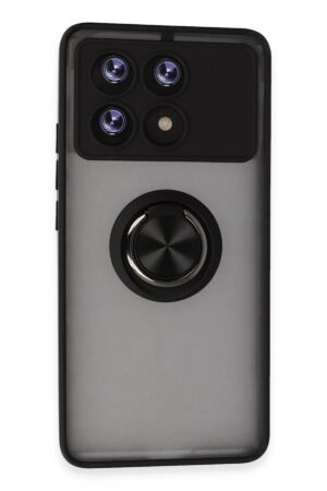 Xiaomi Poco X6 Pro Kılıf Montreal Yüzüklü Silikon Kapak - Siyah-(5796)