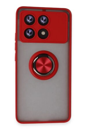 Xiaomi Poco X6 Pro Kılıf Montreal Yüzüklü Silikon Kapak - Kırmızı-(5796)