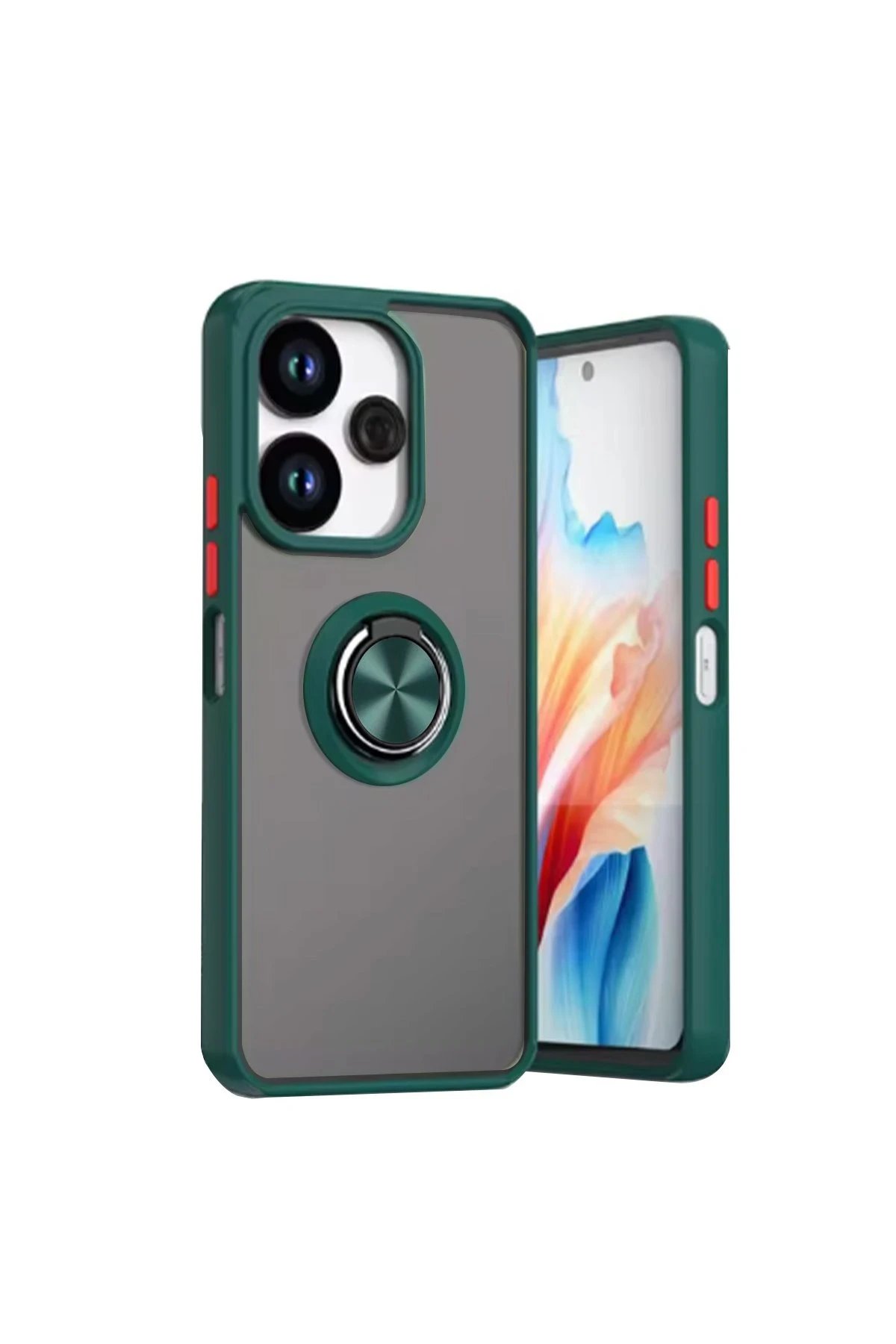 Xiaomi Redmi 13 4G Kılıf Montreal Yüzüklü Silikon Kapak - Yeşil-(5796)