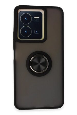 Vivo Y36 Kılıf Montreal Yüzüklü Silikon Kapak - Siyah-(5796)