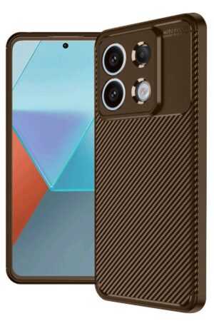Xiaomi Redmi Note 13 Pro 4G Kılıf Auto Focus Karbon Kapak - Kahverengi-(5796)