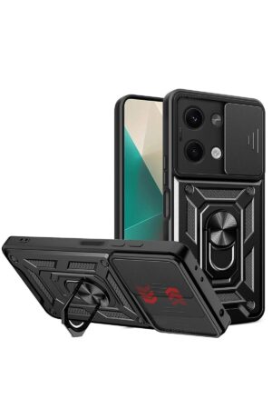 Xiaomi Poco X6 Kılıf Pars Lens Yüzüklü Silikon - Siyah-(5796)