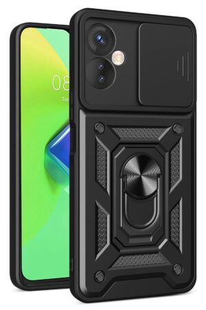 İnfinix Hot 30 4G Kılıf Pars Lens Yüzüklü Silikon - Siyah-(5796)