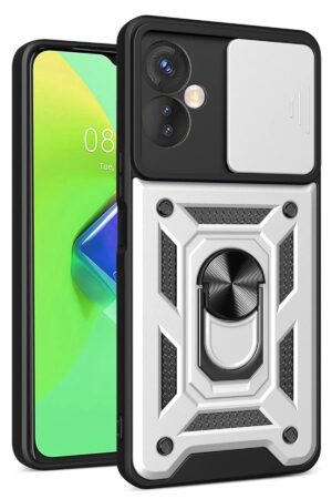 İnfinix Hot 30 4G Kılıf Pars Lens Yüzüklü Silikon - Gümüş-(5796)