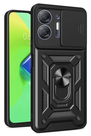 İnfinix Hot 30 5G Kılıf Pars Lens Yüzüklü Silikon - Siyah-(5796)