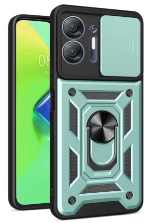 İnfinix Hot 30 5G Kılıf Pars Lens Yüzüklü Silikon - Yeşil-(5796)