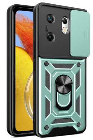 İnfinix Zero 30 4G Kılıf Pars Lens Yüzüklü Silikon - Yeşil-(5796)