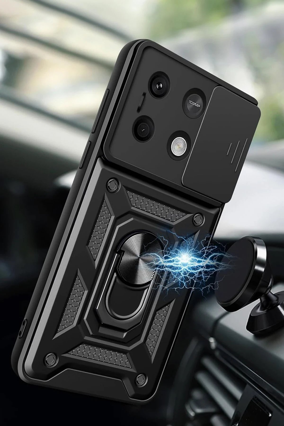 Xiaomi Poco X6 Pro Kılıf Pars Lens Yüzüklü Silikon - Lacivert-(5796) - Görsel 2