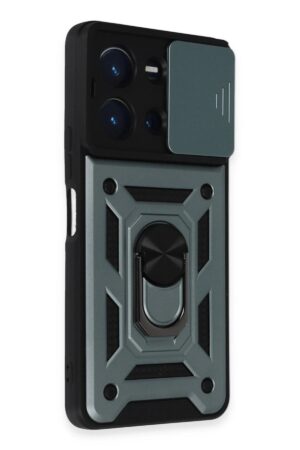 Vivo Y36 Kılıf Pars Lens Yüzüklü Silikon - Yeşil-(5796)