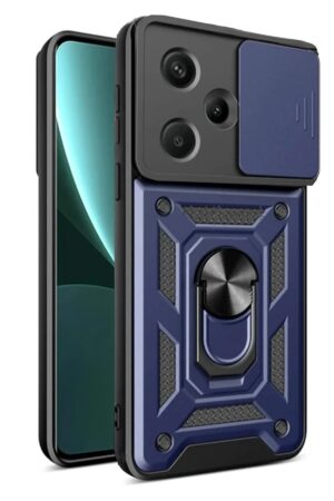 Xiaomi Redmi Note 13 Pro Plus Kılıf Pars Lens Yüzüklü Silikon - Lacivert-(5796)