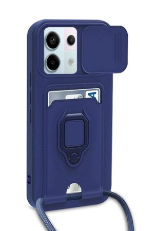 Xiaomi Redmi Note 13 Pro 5G Kılıf Zuma Kartvizitli Yüzüklü Silikon - Lacivert-(5796)