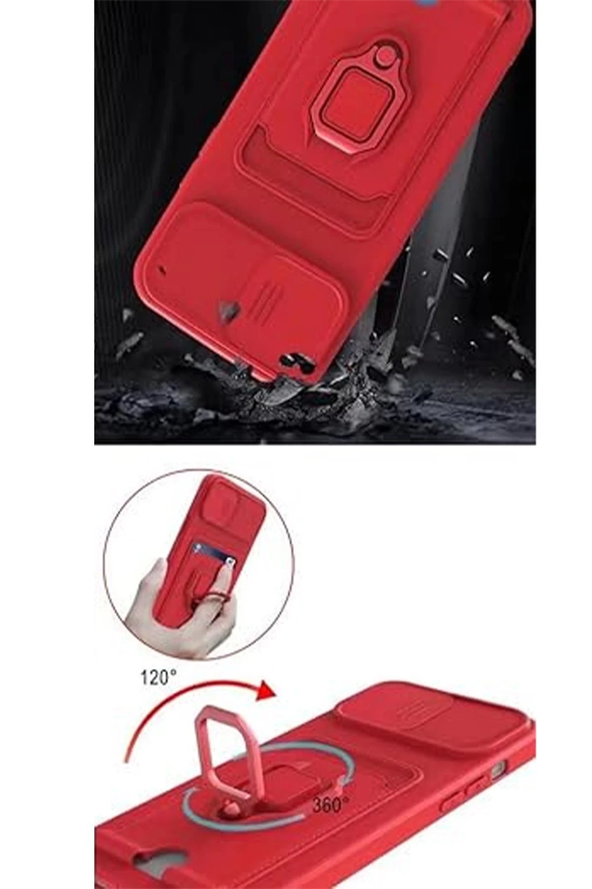 Xiaomi Redmi Note 13 Pro 5G Kılıf Zuma Kartvizitli Yüzüklü Silikon - Yeşil-(5796) - Görsel 3