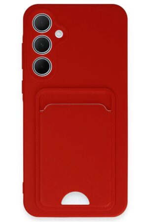 Samsung Galaxy A35 5G Kılıf Kelvin Kartvizitli Silikon - Kırmızı-(5796)