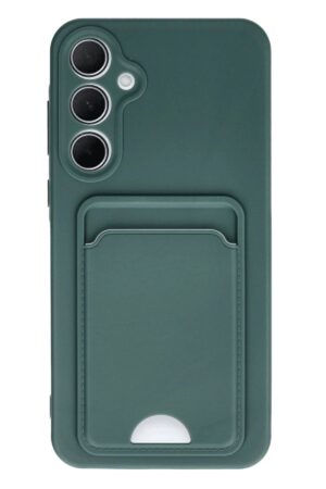 Samsung Galaxy A35 5G Kılıf Kelvin Kartvizitli Silikon - Koyu Yeşil-(5796)