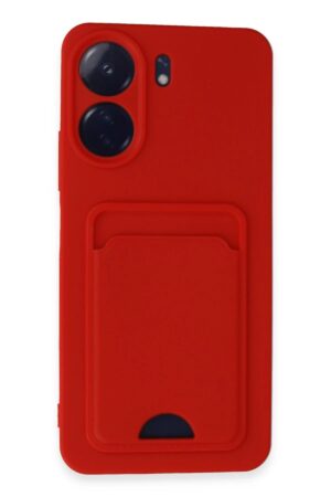 Xiaomi Redmi 13C Kılıf Kelvin Kartvizitli Silikon - Kırmızı-(5796)