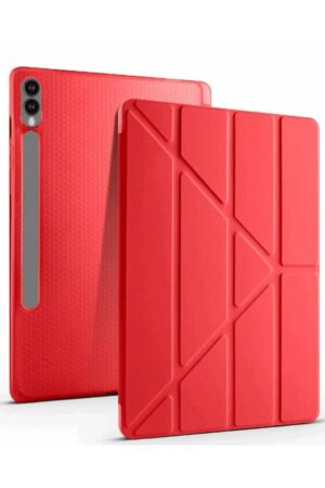 Samsung Galaxy X610 Tab S9 FE Plus 12.4 Kılıf Kalemlikli Mars Tablet Kılıfı - Kırmızı-(5796)