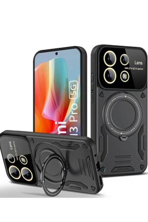 Xiaomi Redmi Note 13 Pro 5G Kılıf Joy Lens Standlı Kapak - Siyah-(5796)