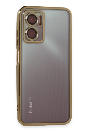 Xiaomi Redmi Note 11E Kılıf Lensli Silikon - Gold-(5796)