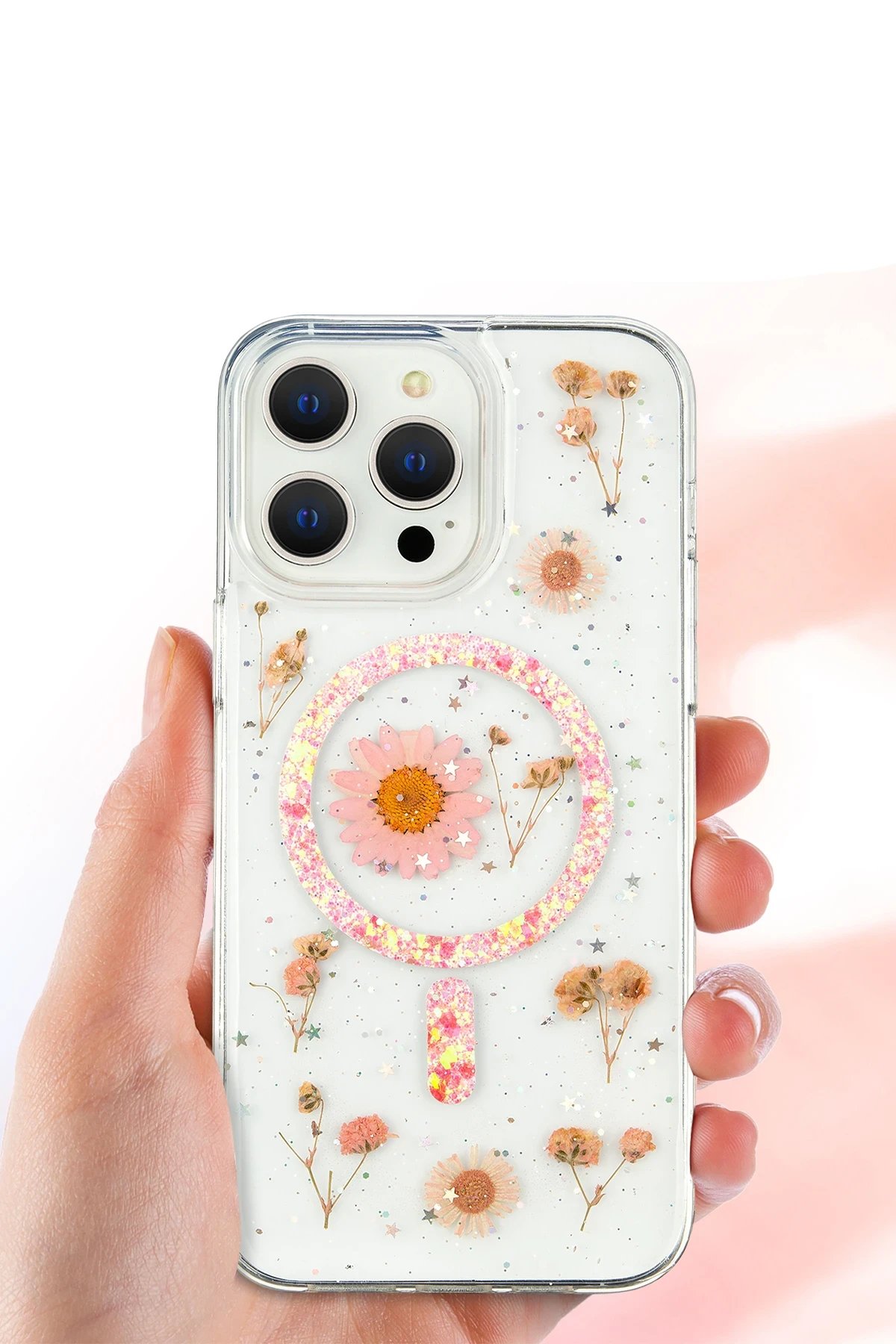 iPhone 16 Kılıf Daisy Simli Magsafe Kapak - Mavi-(5796) - Görsel 3