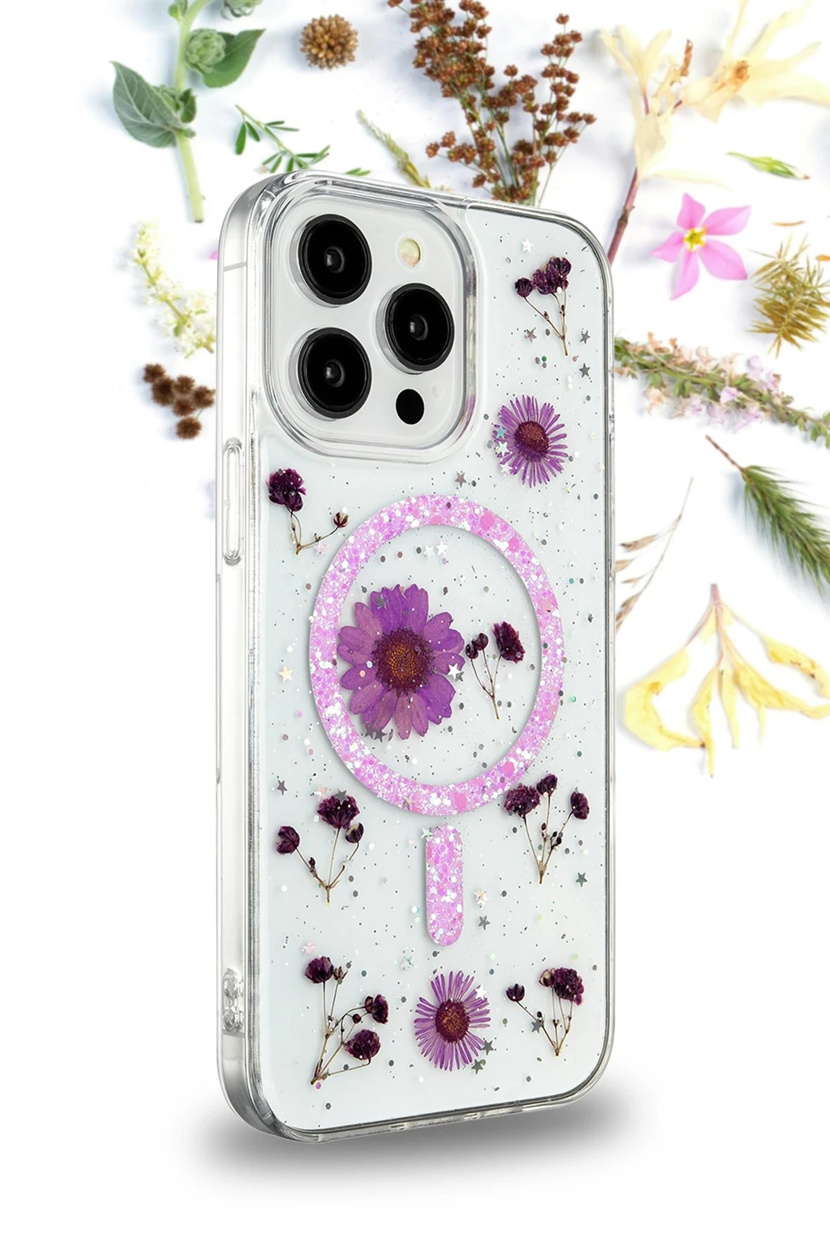 iPhone 16 Kılıf Daisy Simli Magsafe Kapak - Pembe-(5796) - Görsel 2