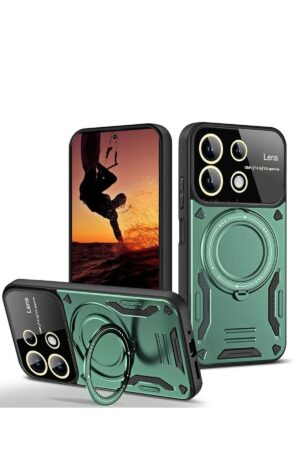 Xiaomi Redmi 13 4G Kılıf Joy Lens Standlı Kapak - Koyu Yeşil-(5796)