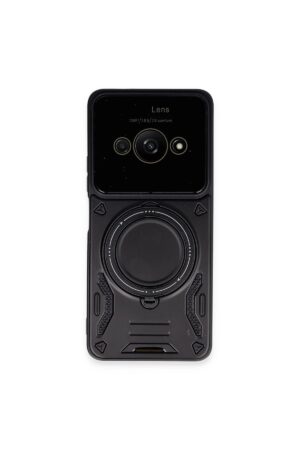 Xiaomi Poco C61 Kılıf Joy Lens Standlı Kapak - Siyah-(5796)