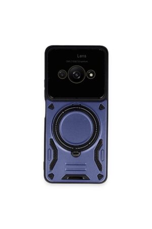 Xiaomi Poco C61 Kılıf Joy Lens Standlı Kapak - Lacivert-(5796)