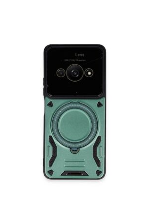 Xiaomi Poco C61 Kılıf Joy Lens Standlı Kapak - Koyu Yeşil-(5796)