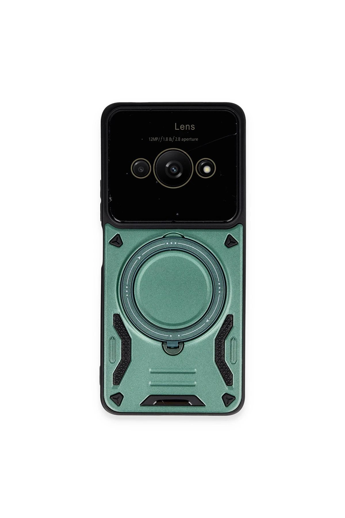 Xiaomi Poco C61 Kılıf Joy Lens Standlı Kapak - Koyu Yeşil-(5796)