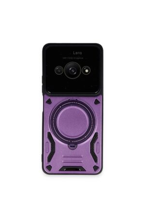 Xiaomi Poco C61 Kılıf Joy Lens Standlı Kapak - Mor-(5796)
