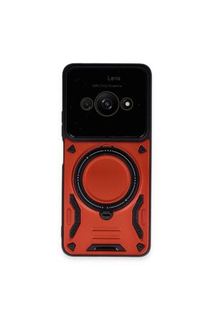 Xiaomi Poco C61 Kılıf Joy Lens Standlı Kapak - Kırmızı-(5796)