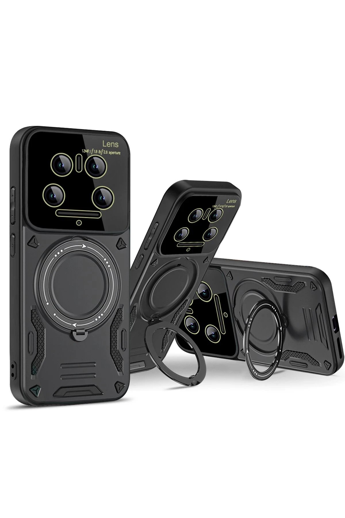 Xiaomi Mi 14 Ultra Kılıf Joy Lens Standlı Kapak - Siyah-(5796) - Görsel 3
