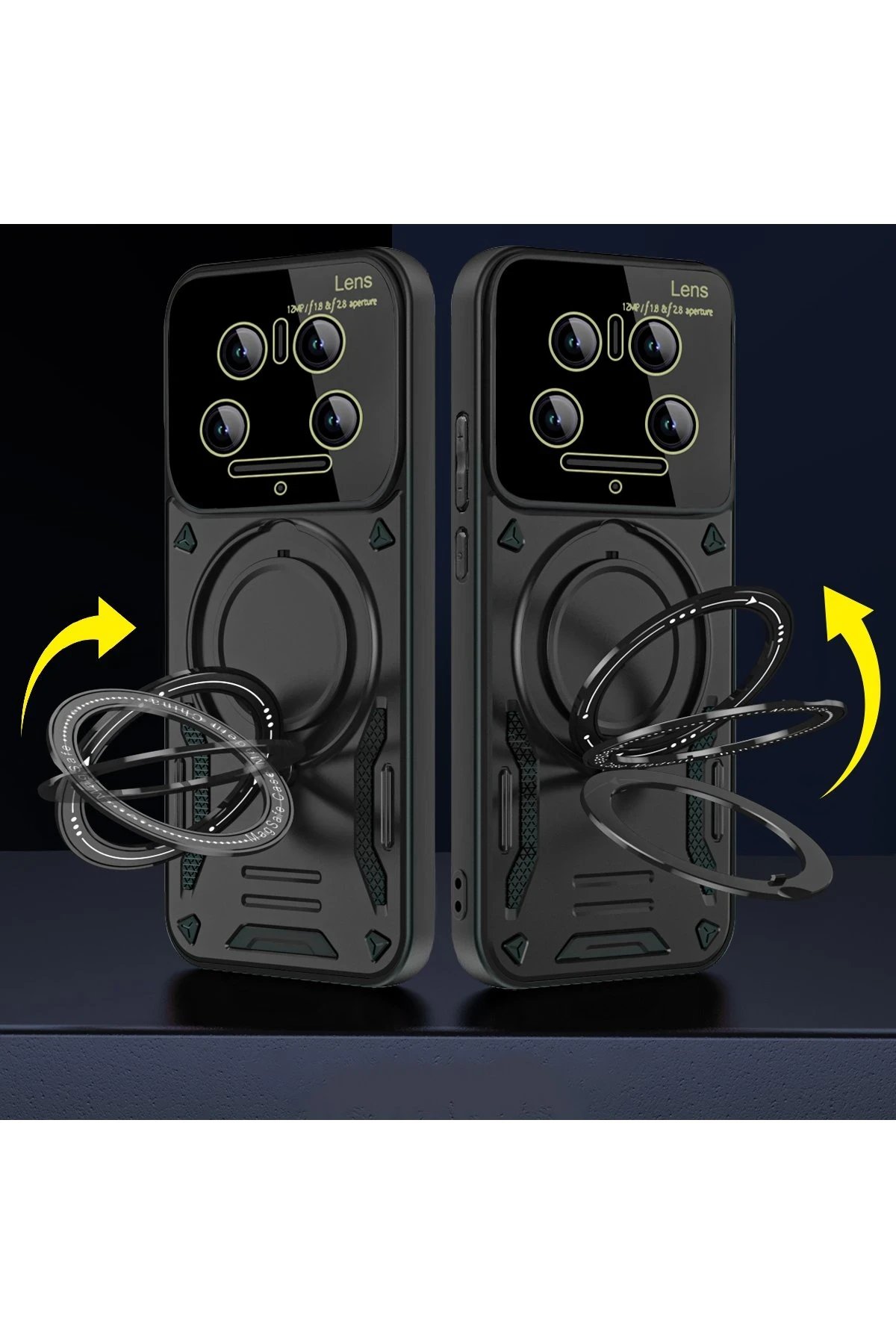 Xiaomi Mi 14 Ultra Kılıf Joy Lens Standlı Kapak - Siyah-(5796) - Görsel 4