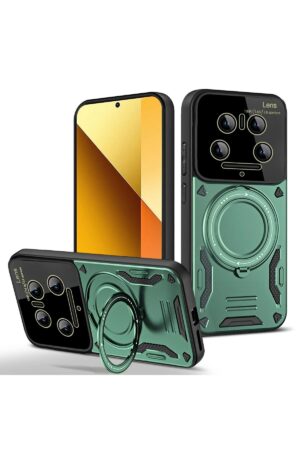 Xiaomi Mi 14 Ultra Kılıf Joy Lens Standlı Kapak - Koyu Yeşil-(5796)