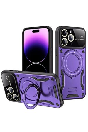 iPhone 16 Pro Max Kılıf Joy Lens Standlı Kapak - Mor-(5796)