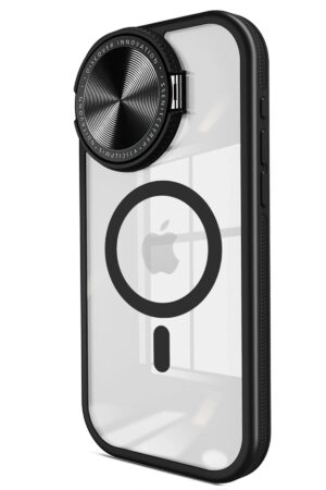 iPhone 15 Pro Kılıf Teleskop Lens Magsafe Silikon Kapak - Siyah-(5796)