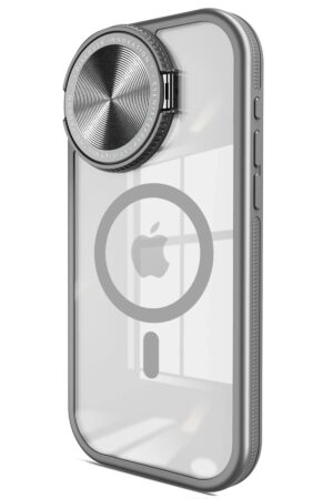 iPhone 15 Pro Kılıf Teleskop Lens Magsafe Silikon Kapak - Titan Gri-(5796)