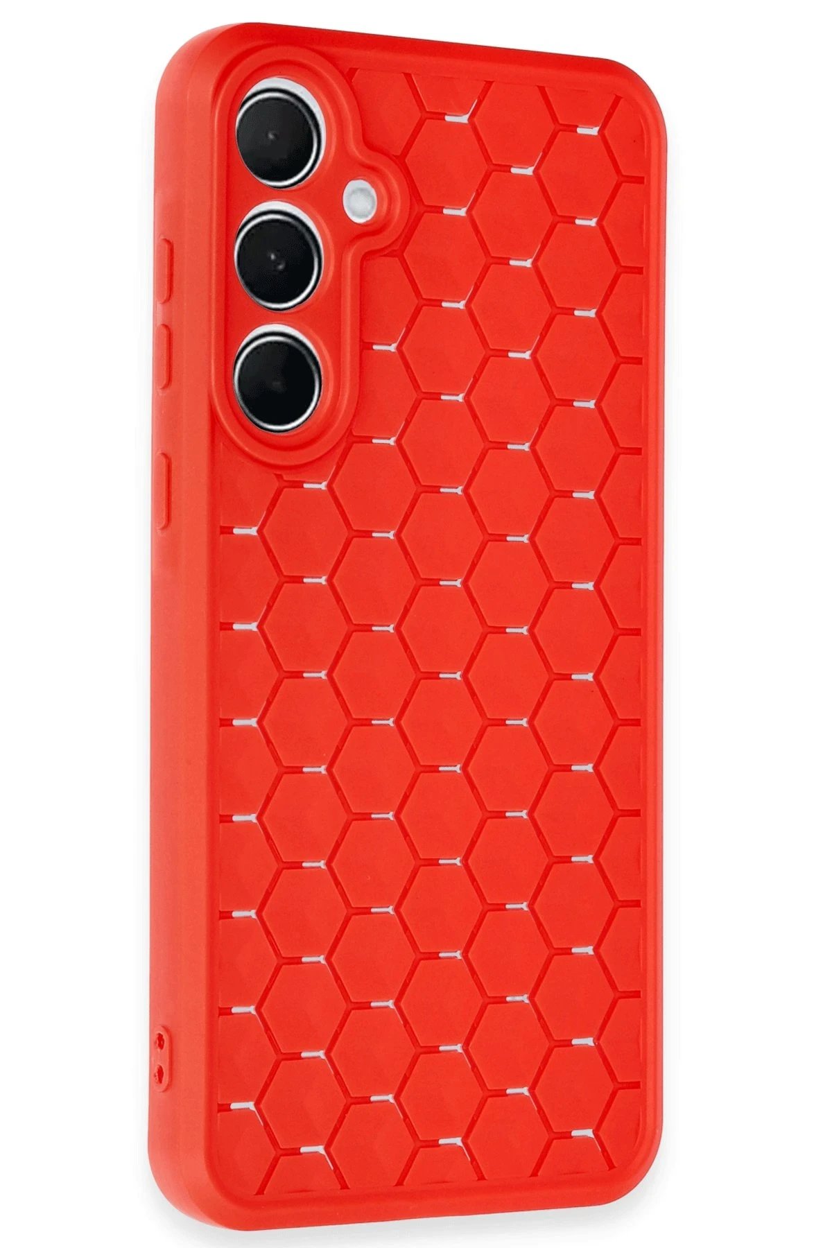 Samsung Galaxy A25 5G Kılıf Petek Silikon Kapak - Kırmızı-(5796) - Görsel 2