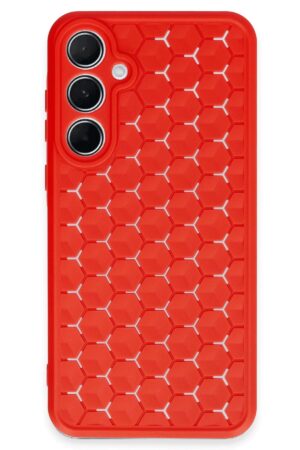 Samsung Galaxy A35 5G Kılıf Petek Silikon Kapak - Kırmızı-(5796)