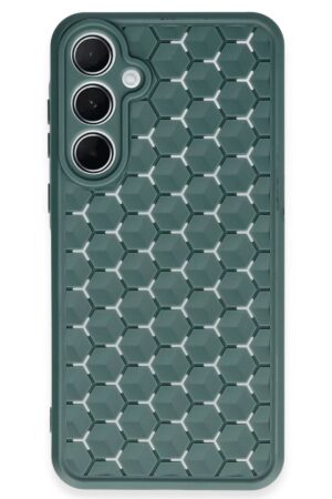 Samsung Galaxy A55 5G Kılıf Petek Silikon Kapak - Koyu Yeşil-(5796)