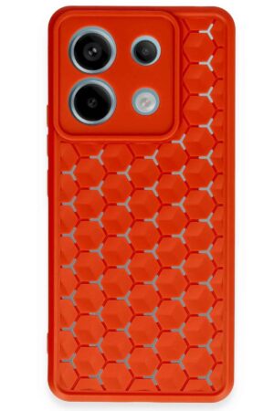 Xiaomi Redmi Note 13 Pro 5G Kılıf Petek Silikon Kapak - Kırmızı-(5796)