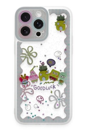 iPhone 14 Pro Max Kılıf Sweet Desenli Silikon Kapak - Açık Mavi-(5796)