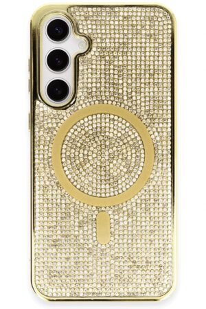 Samsung Galaxy S23 Kılıf Diamond Magsafe Kapak - Gold-(5796)