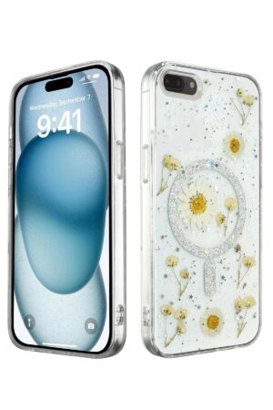 iPhone 7 Plus Kılıf Daisy Simli Magsafe Kapak - Gümüş-(5796)