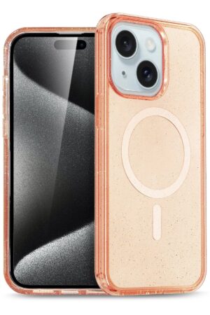 iPhone 15 Kılıf Star Magsafe Kapak - Turuncu-(5796)