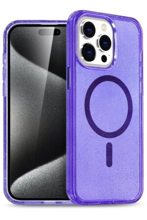 iPhone 15 Pro Kılıf Star Magsafe Kapak - Mor-(5796)